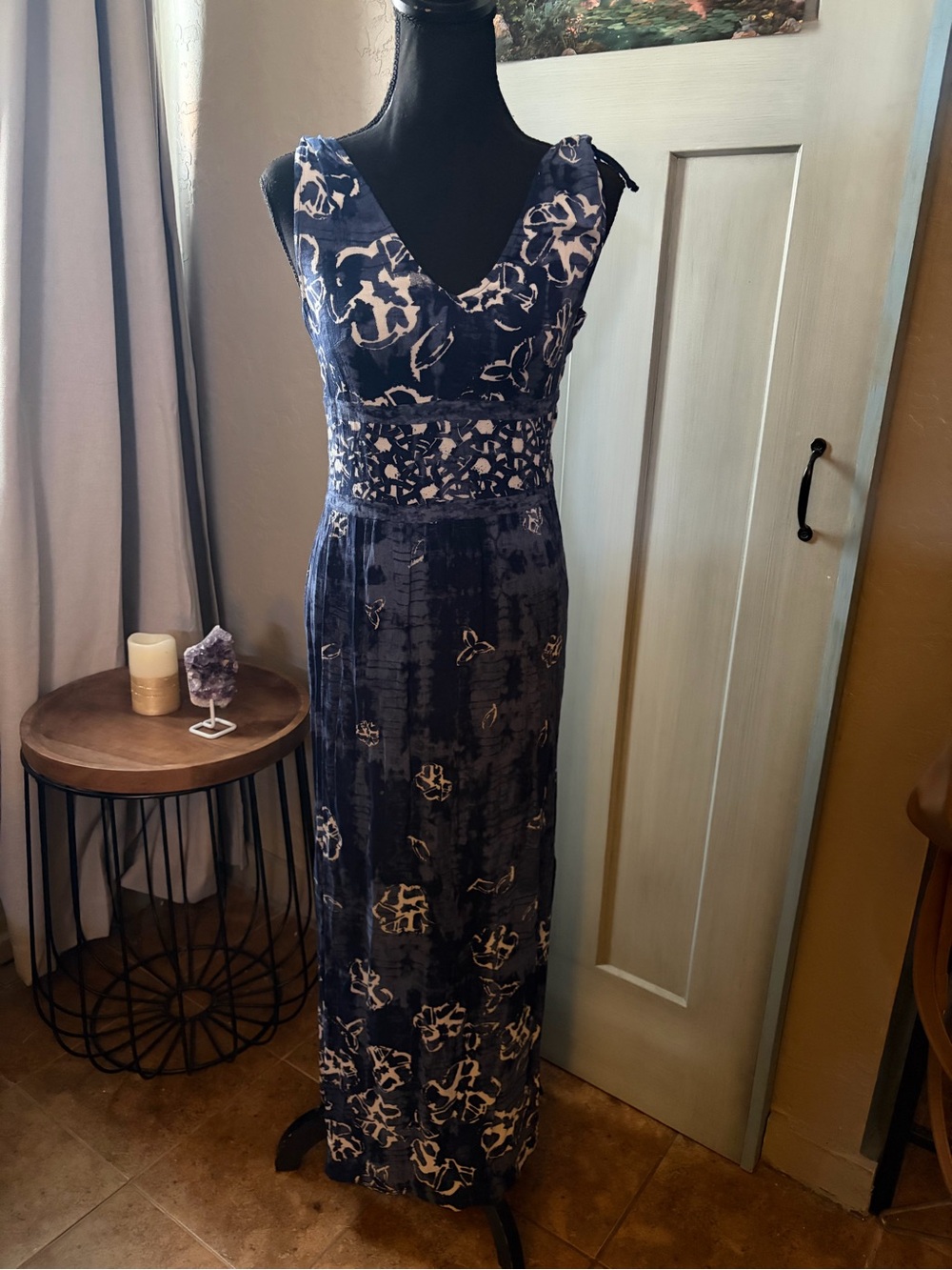 H&M Navy Blue and White Floral Maxi Dress